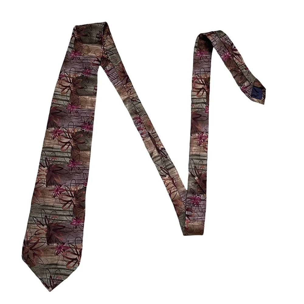 J. Garcia Mens Tie Banyan Trees Collection 14 Multi-Floral Pattern‎ Silk 60X3.75